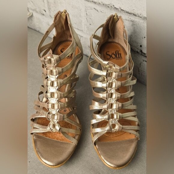 Sottf Strappy Metallic Gold  Gladiator Stappy Heels - Picture 3 of 15